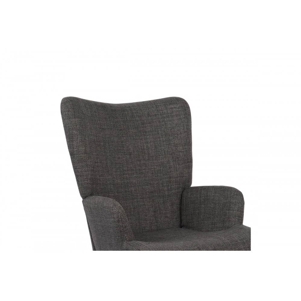 Πολυθρόνα-μπερζέρα "GERLINA" από ύφασμα/rubberwood σε χρώμα ανθρακί/φυσικό 71x64x94