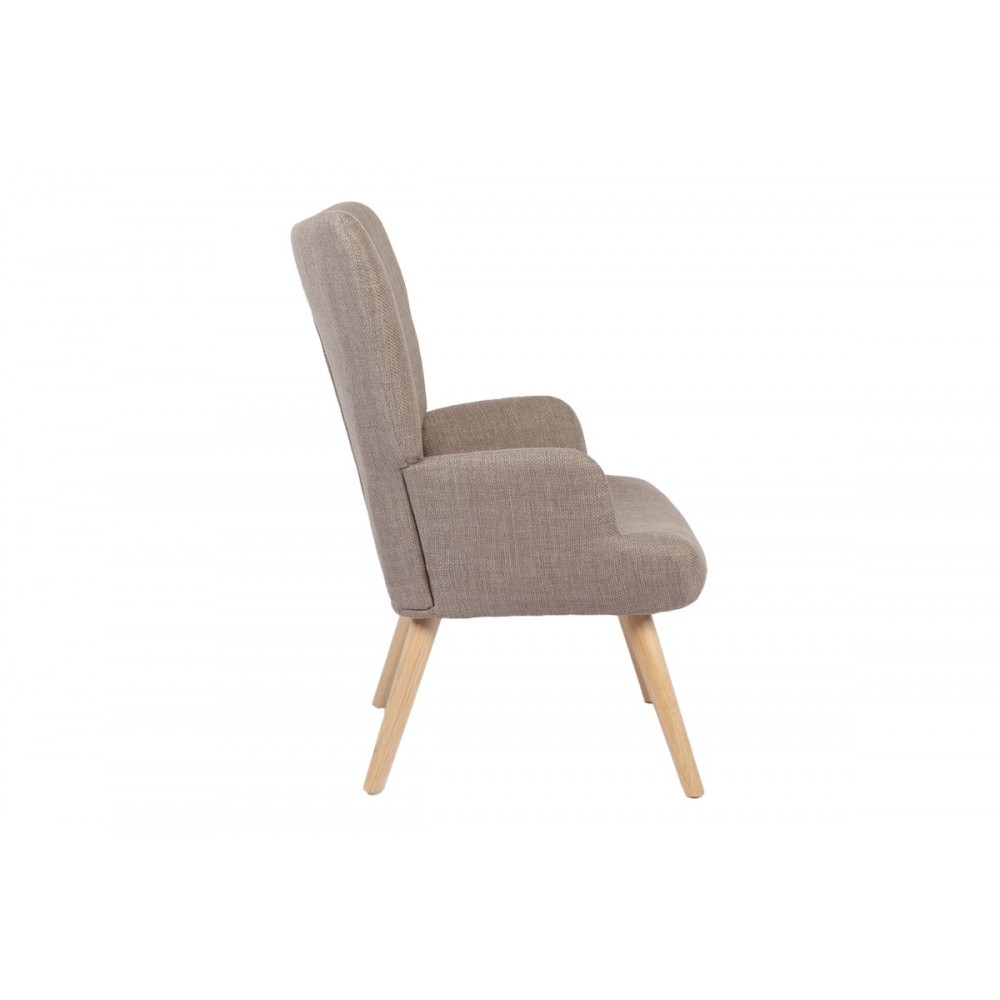 Πολυθρόνα-μπερζέρα "GERLINA" από ύφασμα/rubberwood σε χρώμα μπεζ/φυσικό 71x64x94