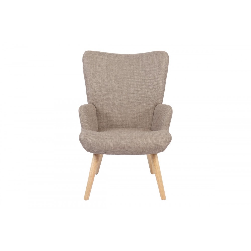 Πολυθρόνα-μπερζέρα "GERLINA" από ύφασμα/rubberwood σε χρώμα μπεζ/φυσικό 71x64x94