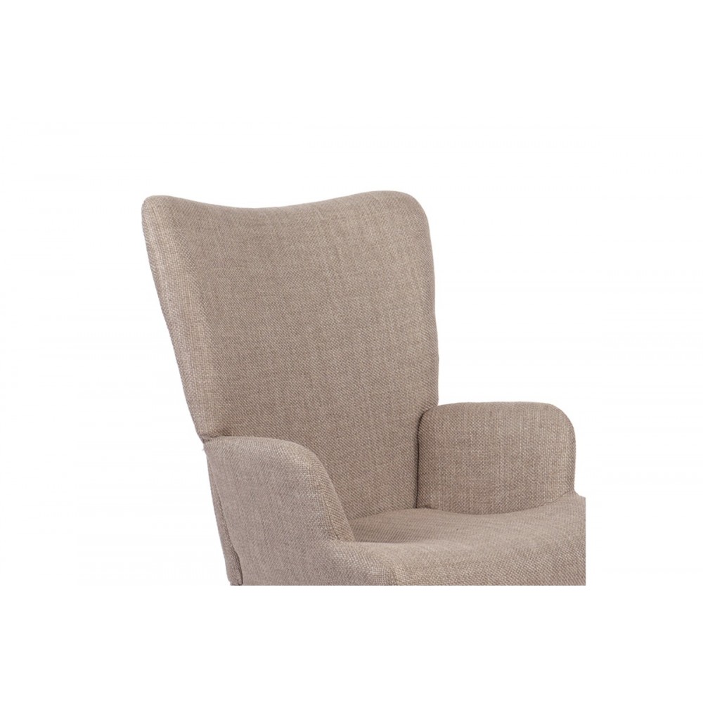 Πολυθρόνα-μπερζέρα "GERLINA" από ύφασμα/rubberwood σε χρώμα μπεζ/φυσικό 71x64x94