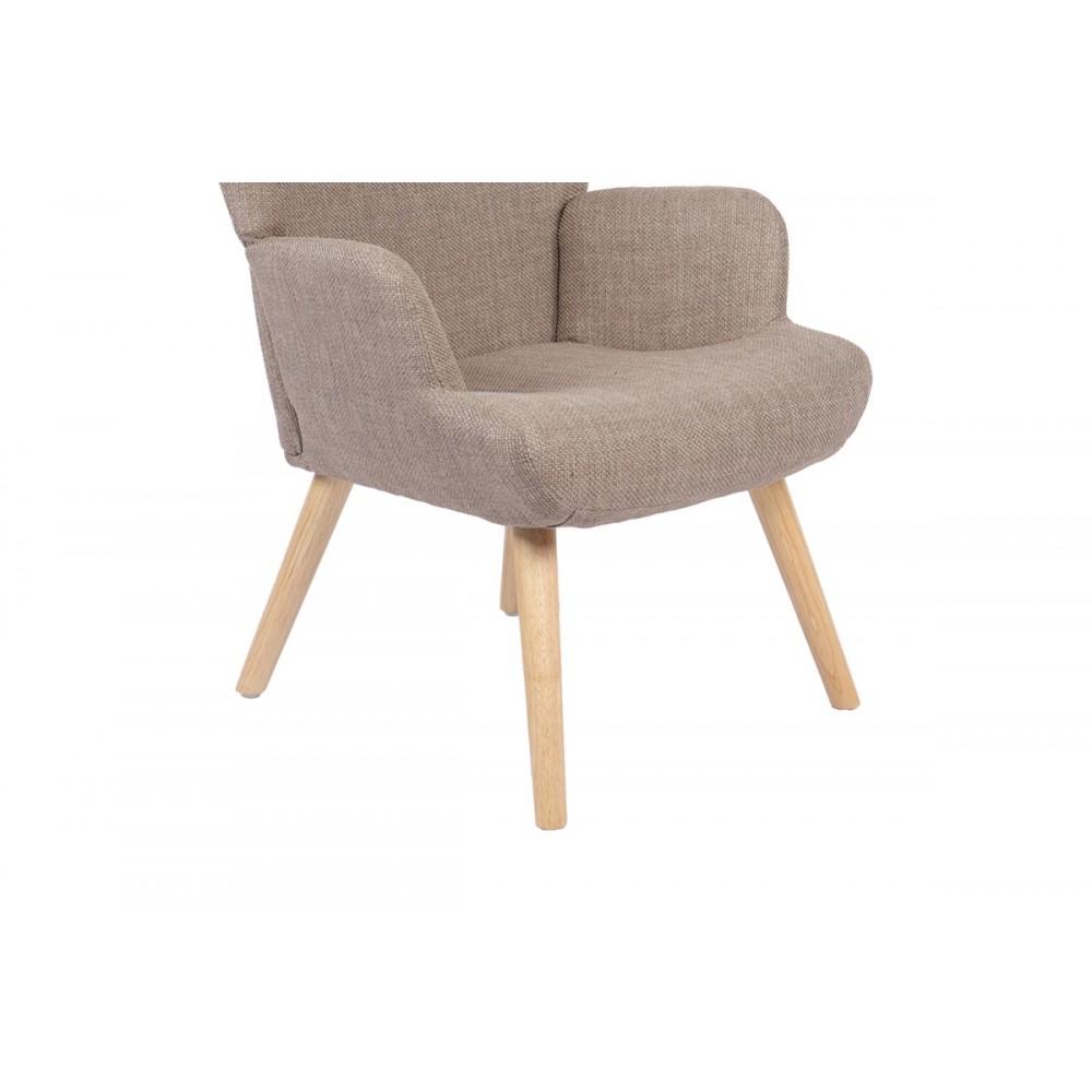 Πολυθρόνα-μπερζέρα "GERLINA" από ύφασμα/rubberwood σε χρώμα μπεζ/φυσικό 71x64x94