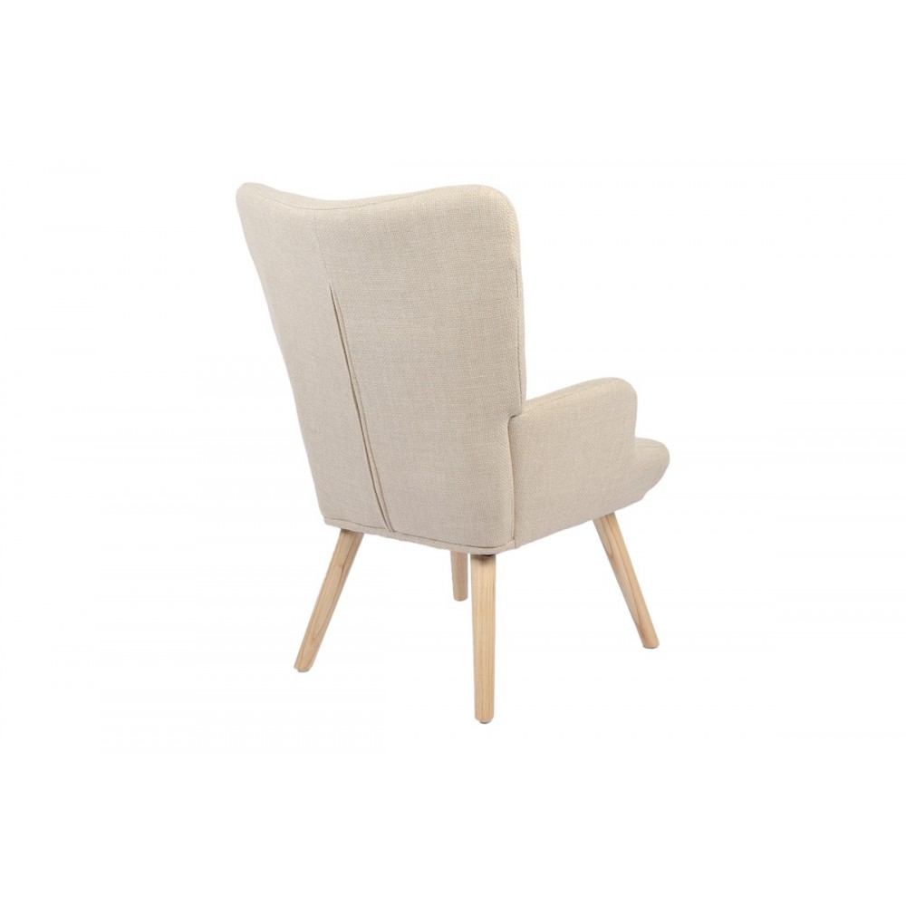 Πολυθρόνα-μπερζέρα "GERLINA" από ύφασμα/rubberwood σε χρώμα κρεμ/φυσικό 71x64x94