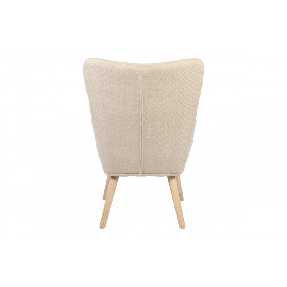 Πολυθρόνα-μπερζέρα "GERLINA" από ύφασμα/rubberwood σε χρώμα κρεμ/φυσικό 71x64x94