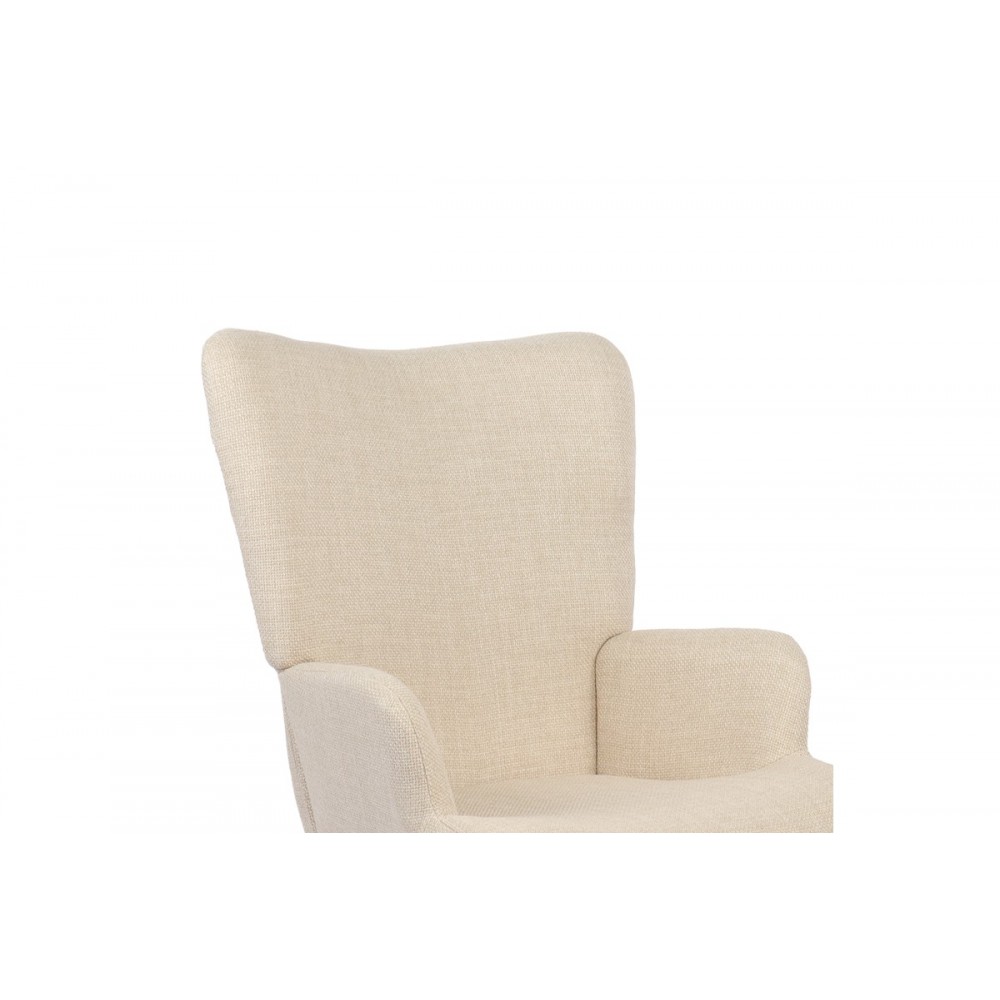 Πολυθρόνα-μπερζέρα "GERLINA" από ύφασμα/rubberwood σε χρώμα κρεμ/φυσικό 71x64x94