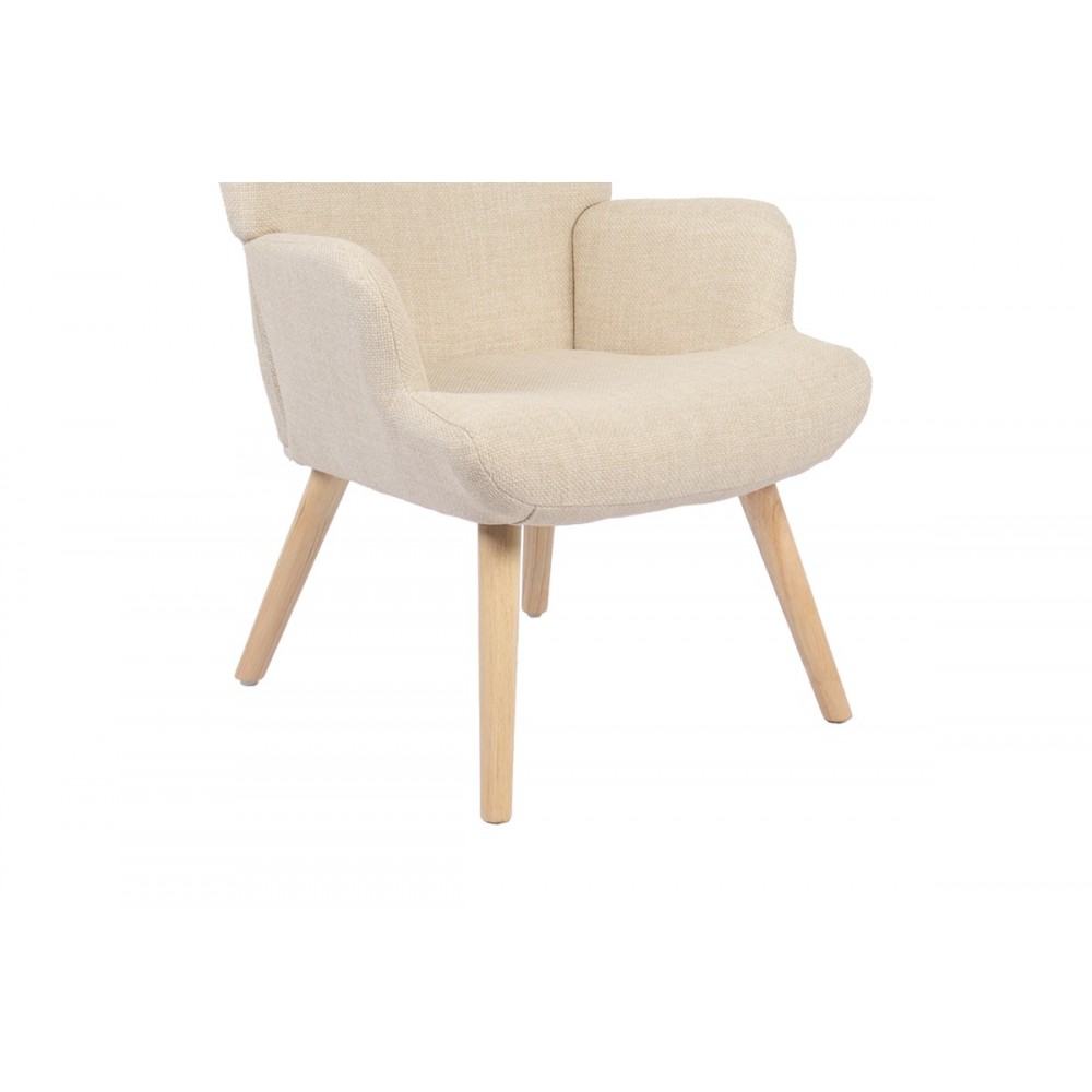 Πολυθρόνα-μπερζέρα "GERLINA" από ύφασμα/rubberwood σε χρώμα κρεμ/φυσικό 71x64x94