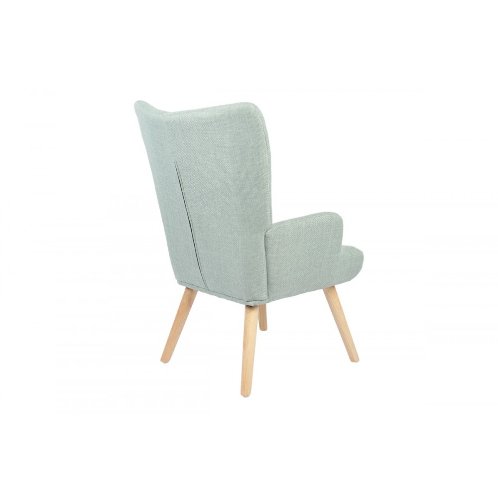 Πολυθρόνα-μπερζέρα "GERLINA" από ύφασμα/rubberwood σε χρώμα μέντα/φυσικό 71x64x94