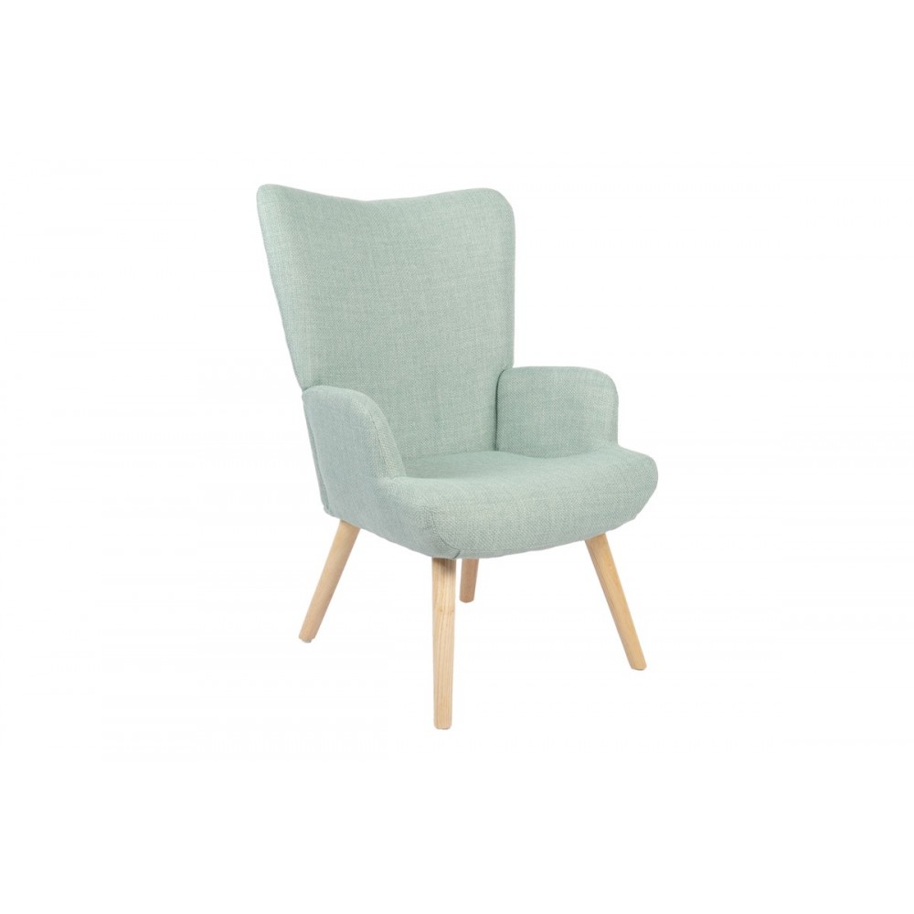 Πολυθρόνα-μπερζέρα "GERLINA" από ύφασμα/rubberwood σε χρώμα μέντα/φυσικό 71x64x94