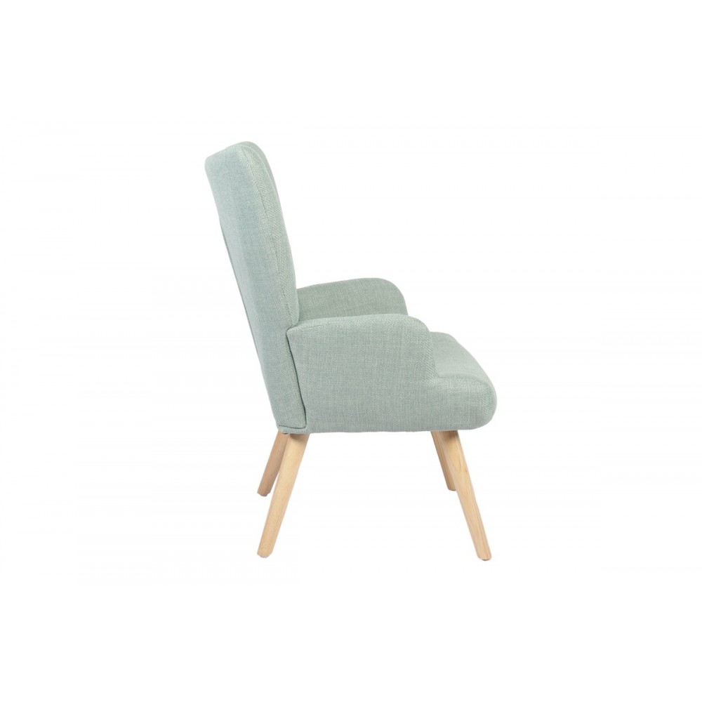 Πολυθρόνα-μπερζέρα "GERLINA" από ύφασμα/rubberwood σε χρώμα μέντα/φυσικό 71x64x94