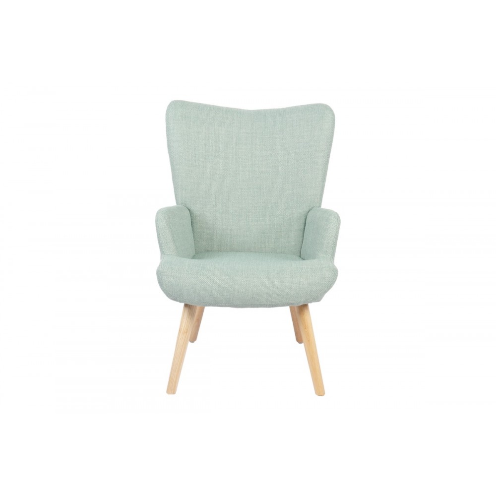 Πολυθρόνα-μπερζέρα "GERLINA" από ύφασμα/rubberwood σε χρώμα μέντα/φυσικό 71x64x94