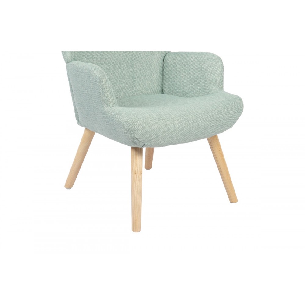 Πολυθρόνα-μπερζέρα "GERLINA" από ύφασμα/rubberwood σε χρώμα μέντα/φυσικό 71x64x94