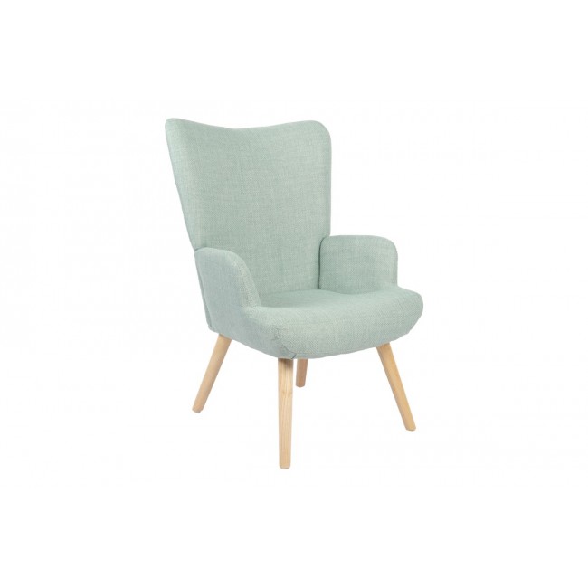 Πολυθρόνα-μπερζέρα "GERLINA" από ύφασμα/rubberwood σε χρώμα μέντα/φυσικό 71x64x94