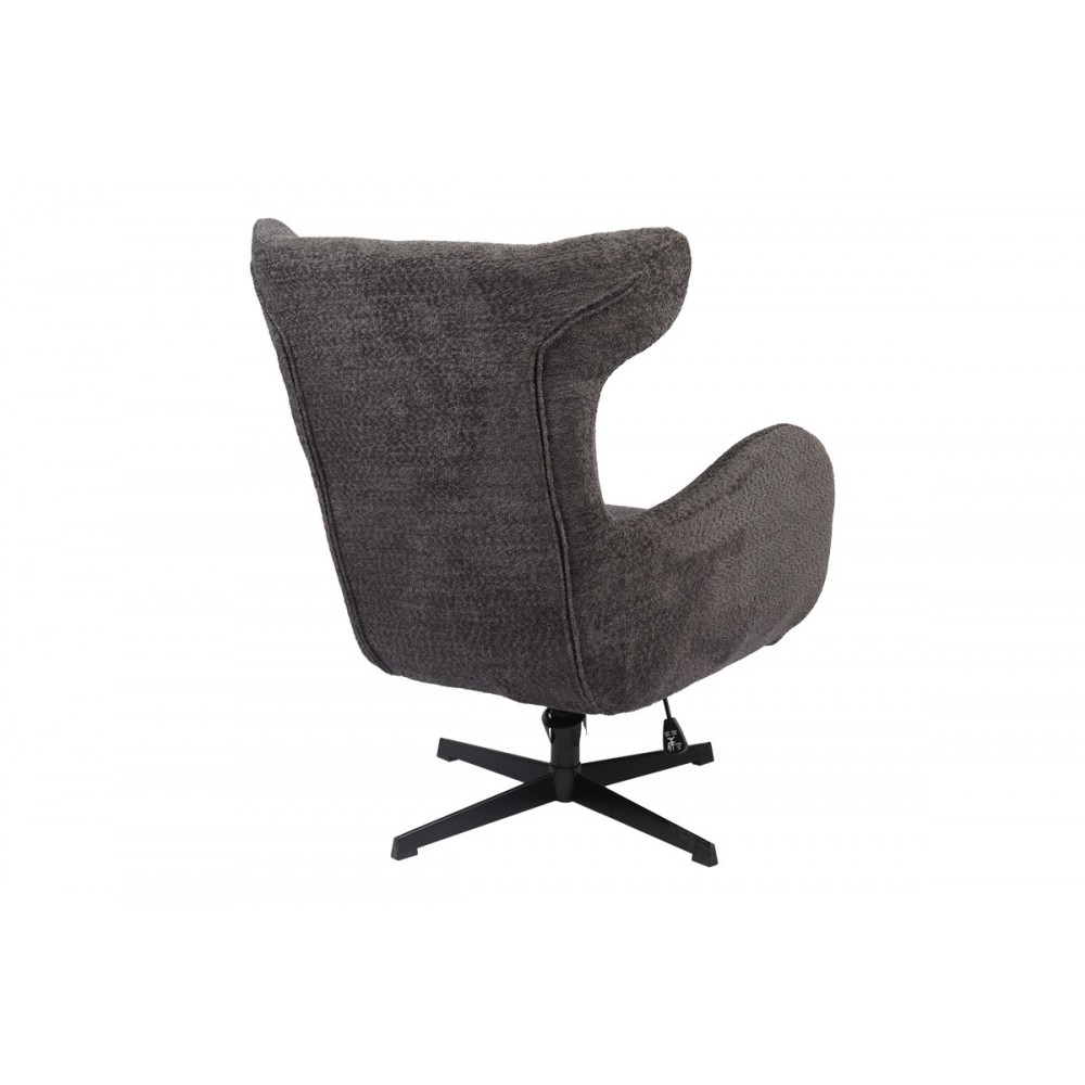 Πολυθρόνα "ZEFRINA" περιστρεφόμενη από ύφασμα/μέταλλο σε χρώμα ανθρακί/μαύρο 82x77x99