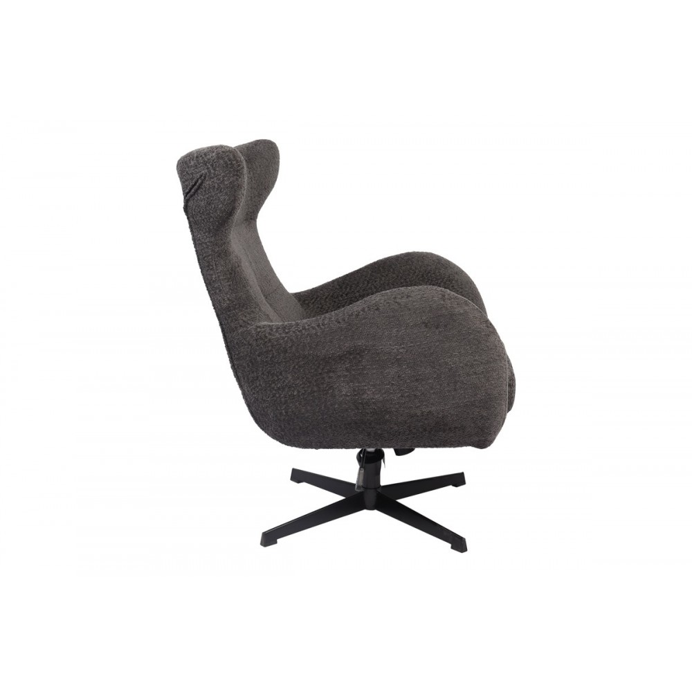Πολυθρόνα "ZEFRINA" περιστρεφόμενη από ύφασμα/μέταλλο σε χρώμα ανθρακί/μαύρο 82x77x99