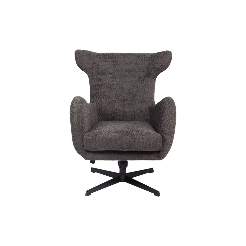 Πολυθρόνα "ZEFRINA" περιστρεφόμενη από ύφασμα/μέταλλο σε χρώμα ανθρακί/μαύρο 82x77x99