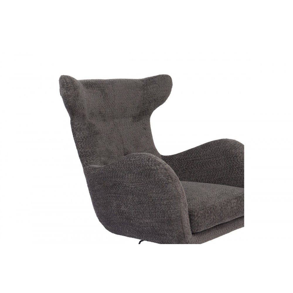 Πολυθρόνα "ZEFRINA" περιστρεφόμενη από ύφασμα/μέταλλο σε χρώμα ανθρακί/μαύρο 82x77x99