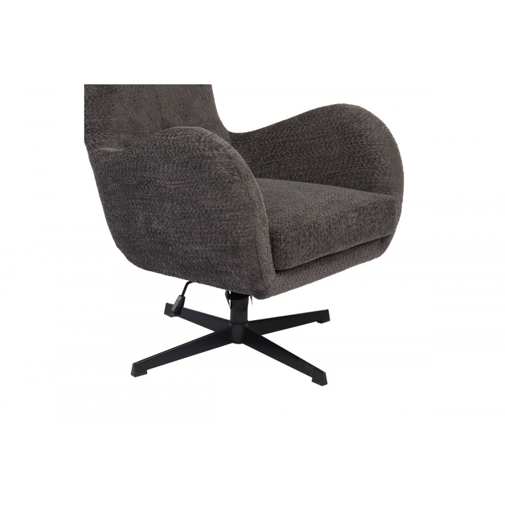 Πολυθρόνα "ZEFRINA" περιστρεφόμενη από ύφασμα/μέταλλο σε χρώμα ανθρακί/μαύρο 82x77x99