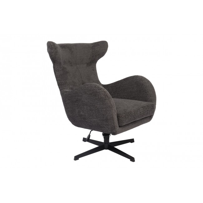 Πολυθρόνα "ZEFRINA" περιστρεφόμενη από ύφασμα/μέταλλο σε χρώμα ανθρακί/μαύρο 82x77x99