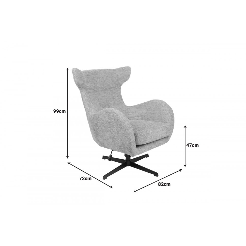 Πολυθρόνα "ZEFRINA" περιστρεφόμενη από ύφασμα/μέταλλο σε χρώμα ανθρακί/μαύρο 82x77x99