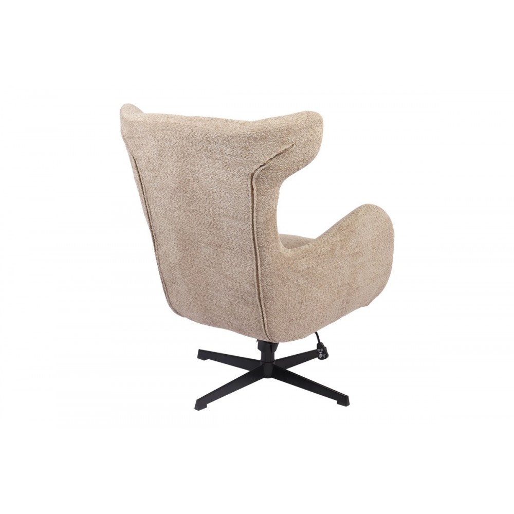 Πολυθρόνα "ZEFRINA" περιστρεφόμενη από ύφασμα/μέταλλο σε χρώμα μπεζ/μαύρο 82x77x99