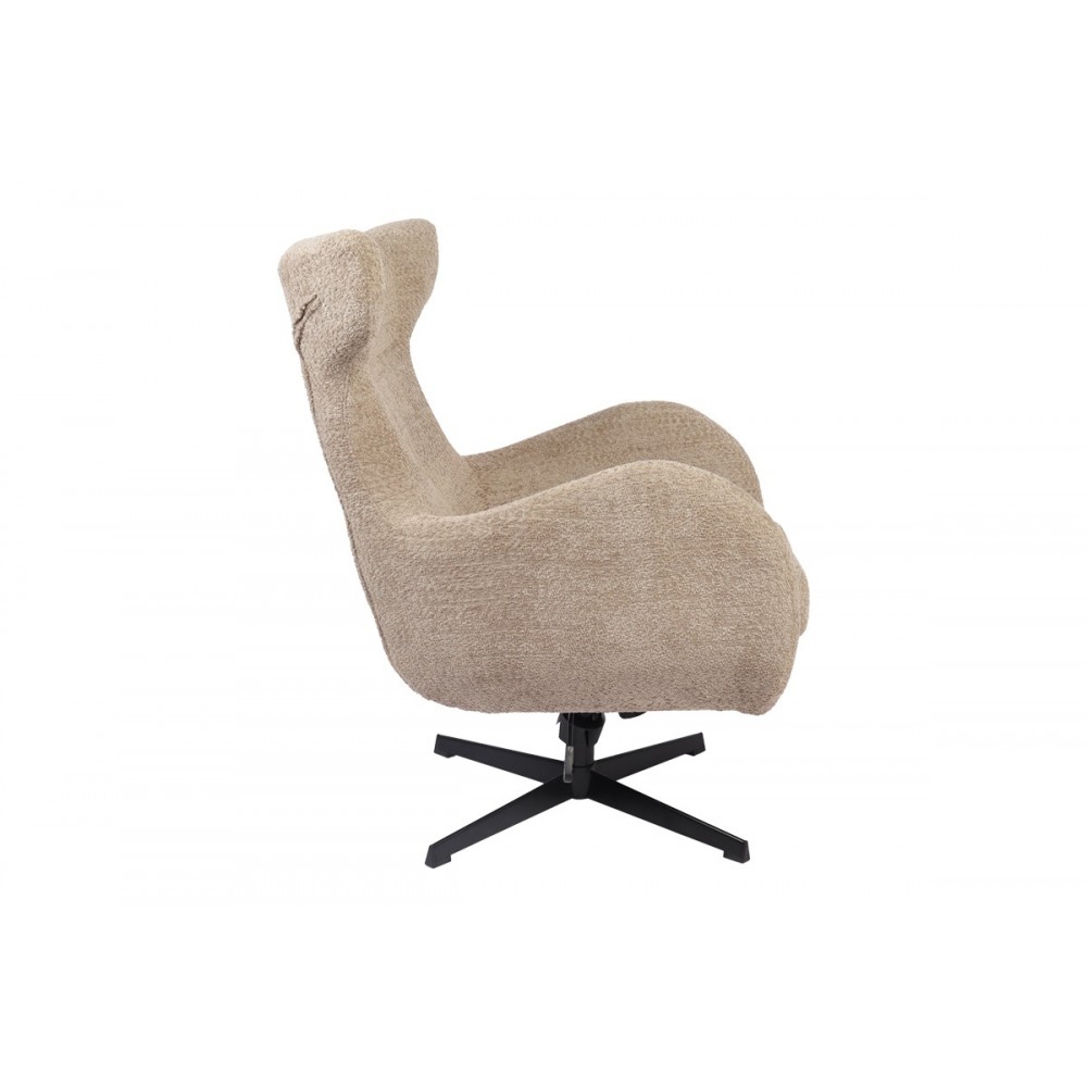 Πολυθρόνα "ZEFRINA" περιστρεφόμενη από ύφασμα/μέταλλο σε χρώμα μπεζ/μαύρο 82x77x99