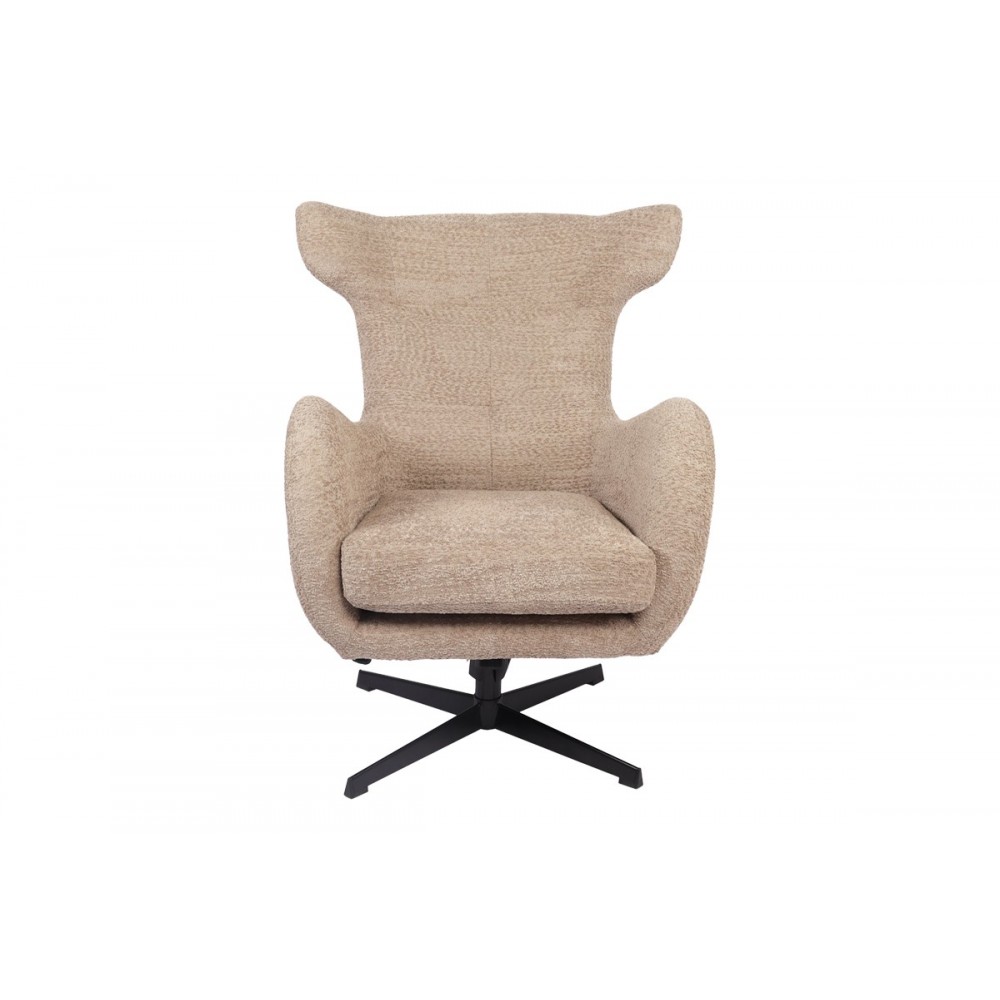 Πολυθρόνα "ZEFRINA" περιστρεφόμενη από ύφασμα/μέταλλο σε χρώμα μπεζ/μαύρο 82x77x99