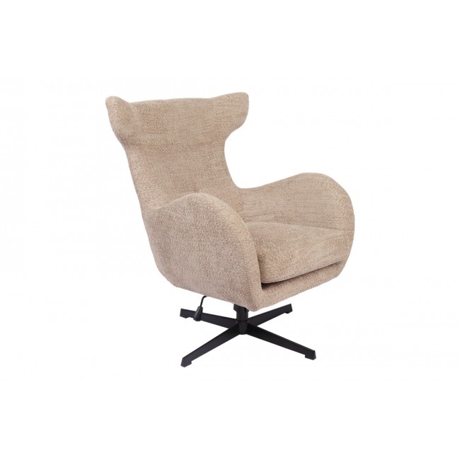 Πολυθρόνα "ZEFRINA" περιστρεφόμενη από ύφασμα/μέταλλο σε χρώμα μπεζ/μαύρο 82x77x99