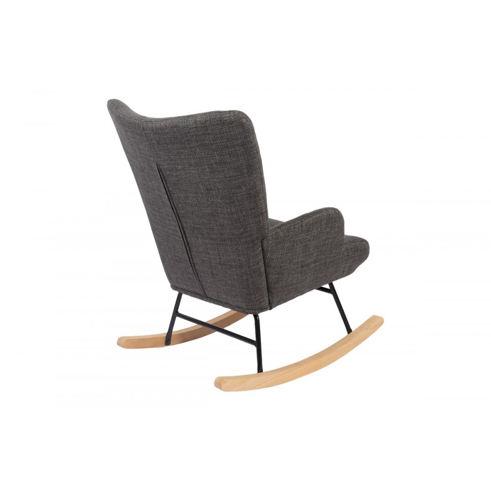 Κουνιστή πολυθρόνα "JIANNA" από ύφασμα σε χρώμα ανθρακί/φυσικό 79x64x89