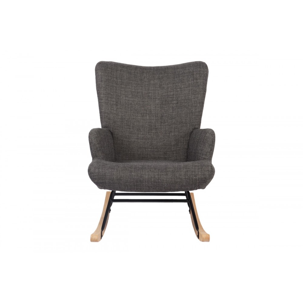 Κουνιστή πολυθρόνα "JIANNA" από ύφασμα σε χρώμα ανθρακί/φυσικό 79x64x89