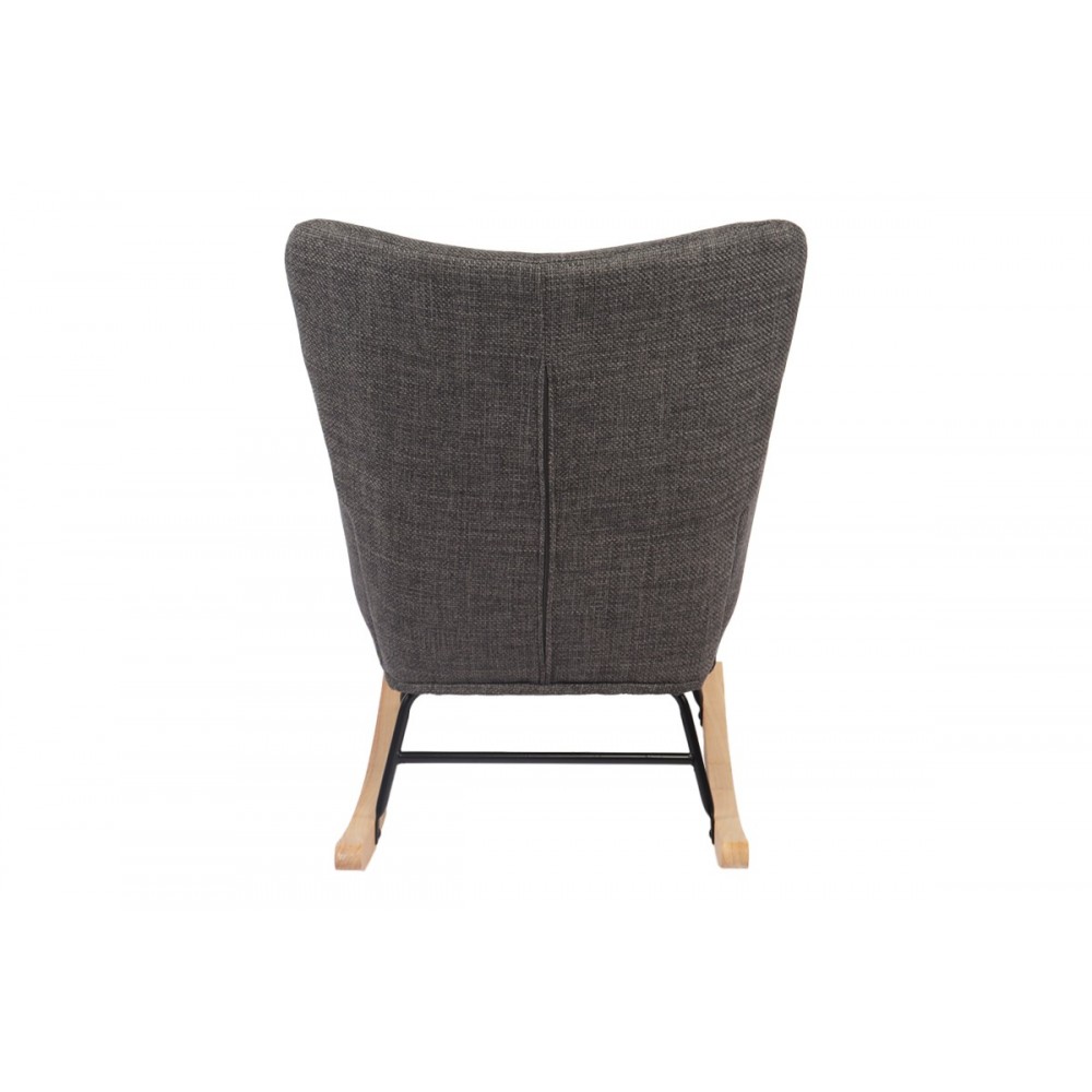 Κουνιστή πολυθρόνα "JIANNA" από ύφασμα σε χρώμα ανθρακί/φυσικό 79x64x89