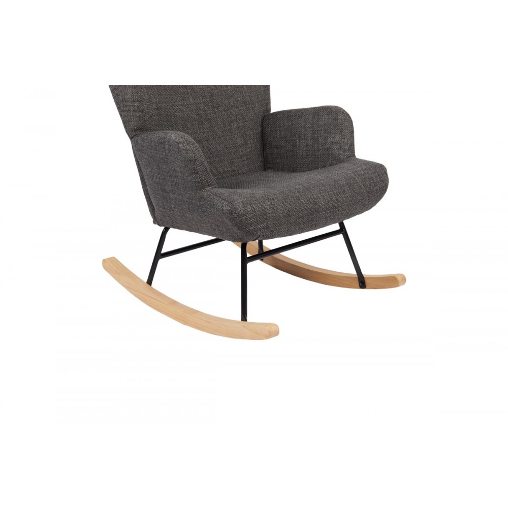 Κουνιστή πολυθρόνα "JIANNA" από ύφασμα σε χρώμα ανθρακί/φυσικό 79x64x89