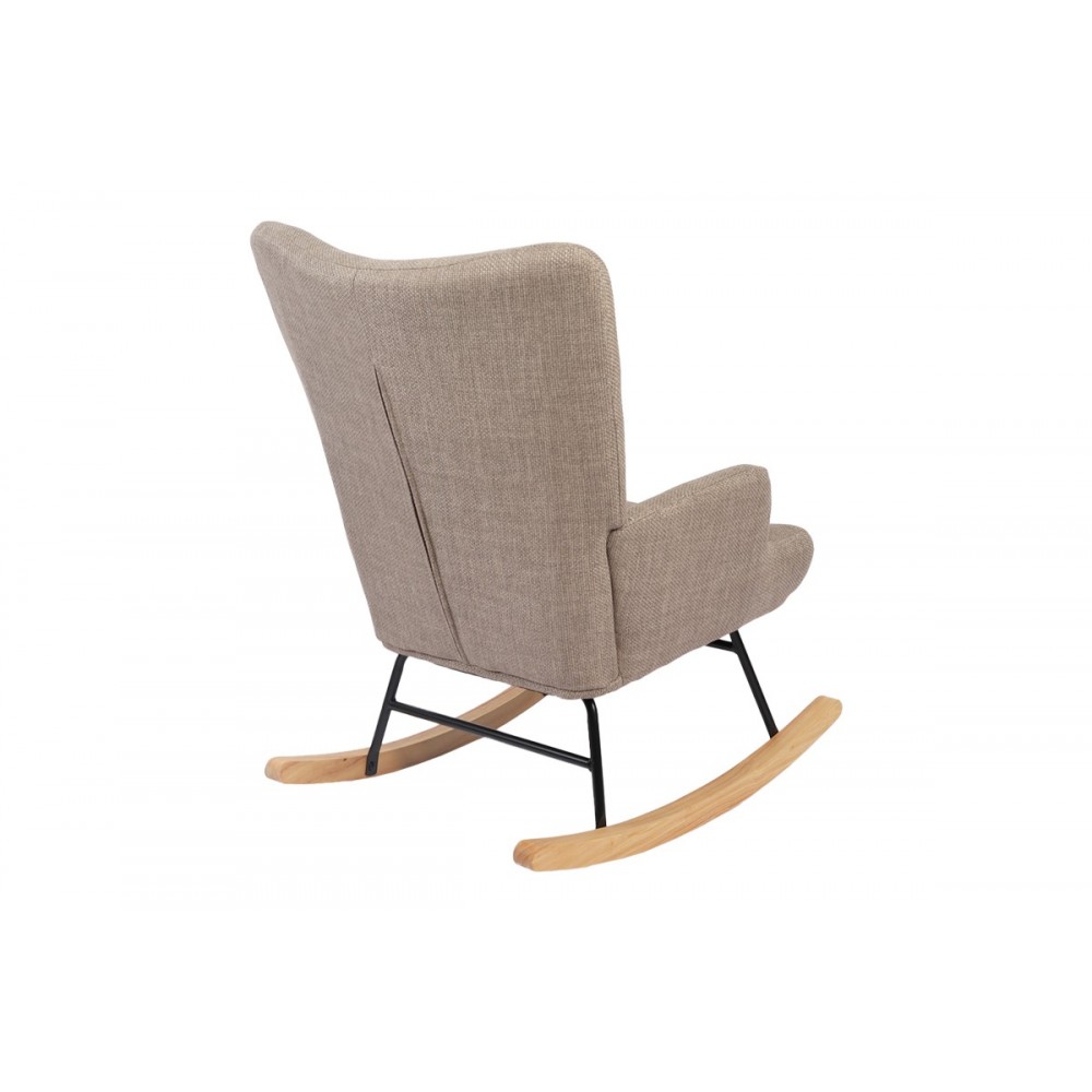 Κουνιστή πολυθρόνα "JIANNA" από ύφασμα σε χρώμα μπεζ/φυσικό 79x64x89