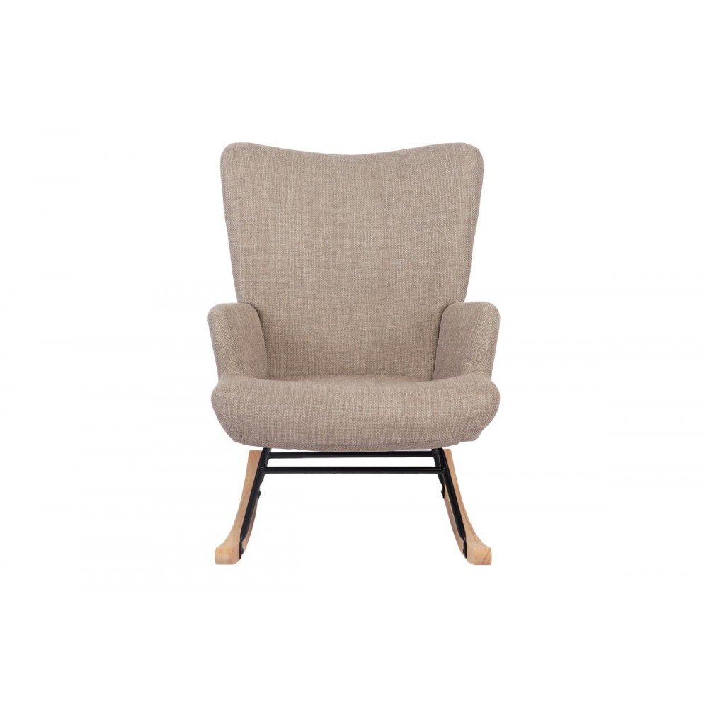 Κουνιστή πολυθρόνα "JIANNA" από ύφασμα σε χρώμα μπεζ/φυσικό 79x64x89