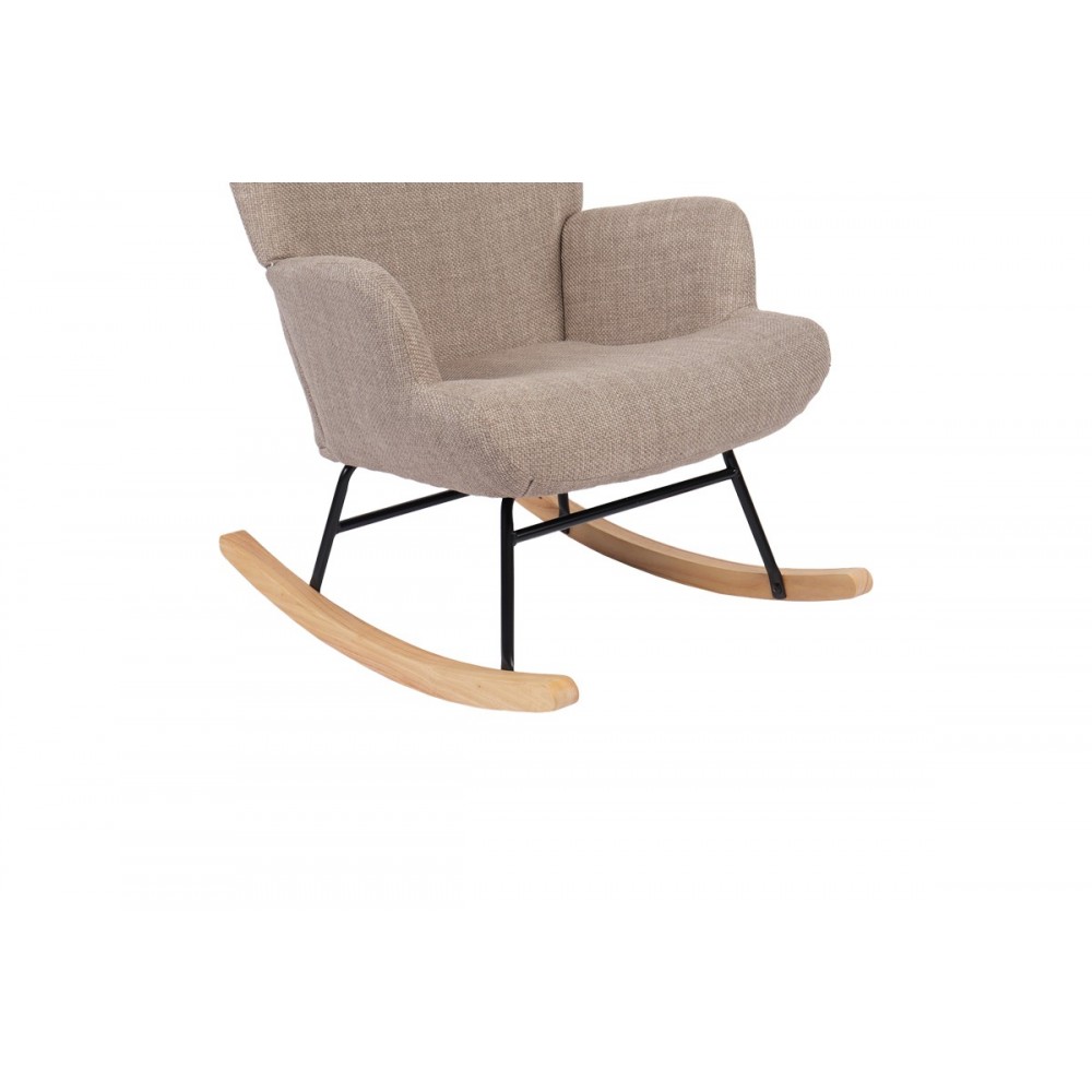 Κουνιστή πολυθρόνα "JIANNA" από ύφασμα σε χρώμα μπεζ/φυσικό 79x64x89