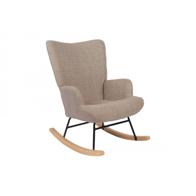 Κουνιστή πολυθρόνα "JIANNA" από ύφασμα σε χρώμα μπεζ/φυσικό 79x64x89