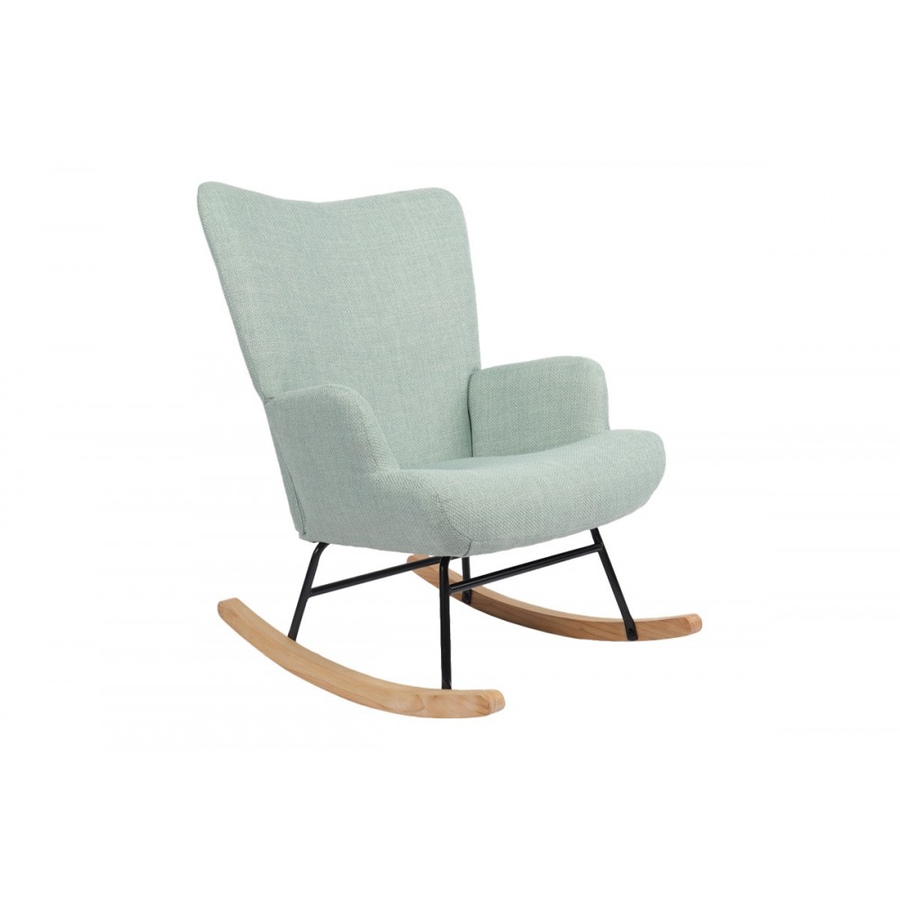 Κουνιστή πολυθρόνα "JIANNA" από ύφασμα σε χρώμα μέντα/φυσικό 79x64x89