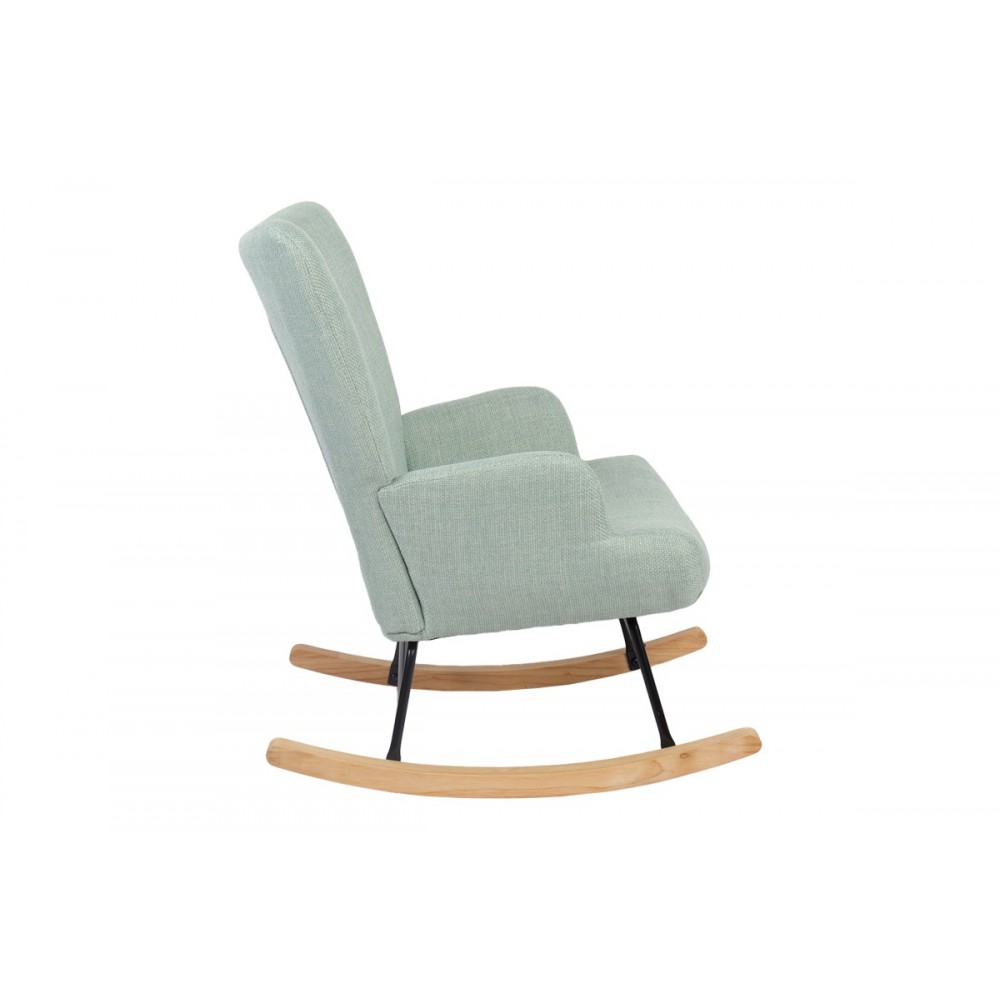 Κουνιστή πολυθρόνα "JIANNA" από ύφασμα σε χρώμα μέντα/φυσικό 79x64x89