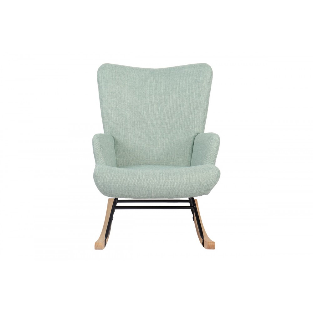 Κουνιστή πολυθρόνα "JIANNA" από ύφασμα σε χρώμα μέντα/φυσικό 79x64x89