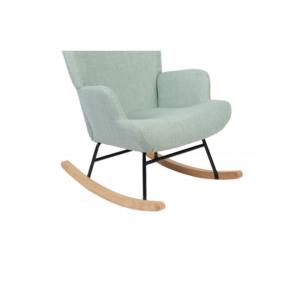 Κουνιστή πολυθρόνα "JIANNA" από ύφασμα σε χρώμα μέντα/φυσικό 79x64x89