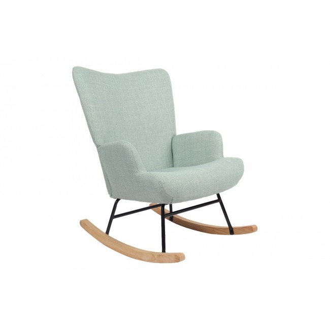 Κουνιστή πολυθρόνα "JIANNA" από ύφασμα σε χρώμα μέντα/φυσικό 79x64x89