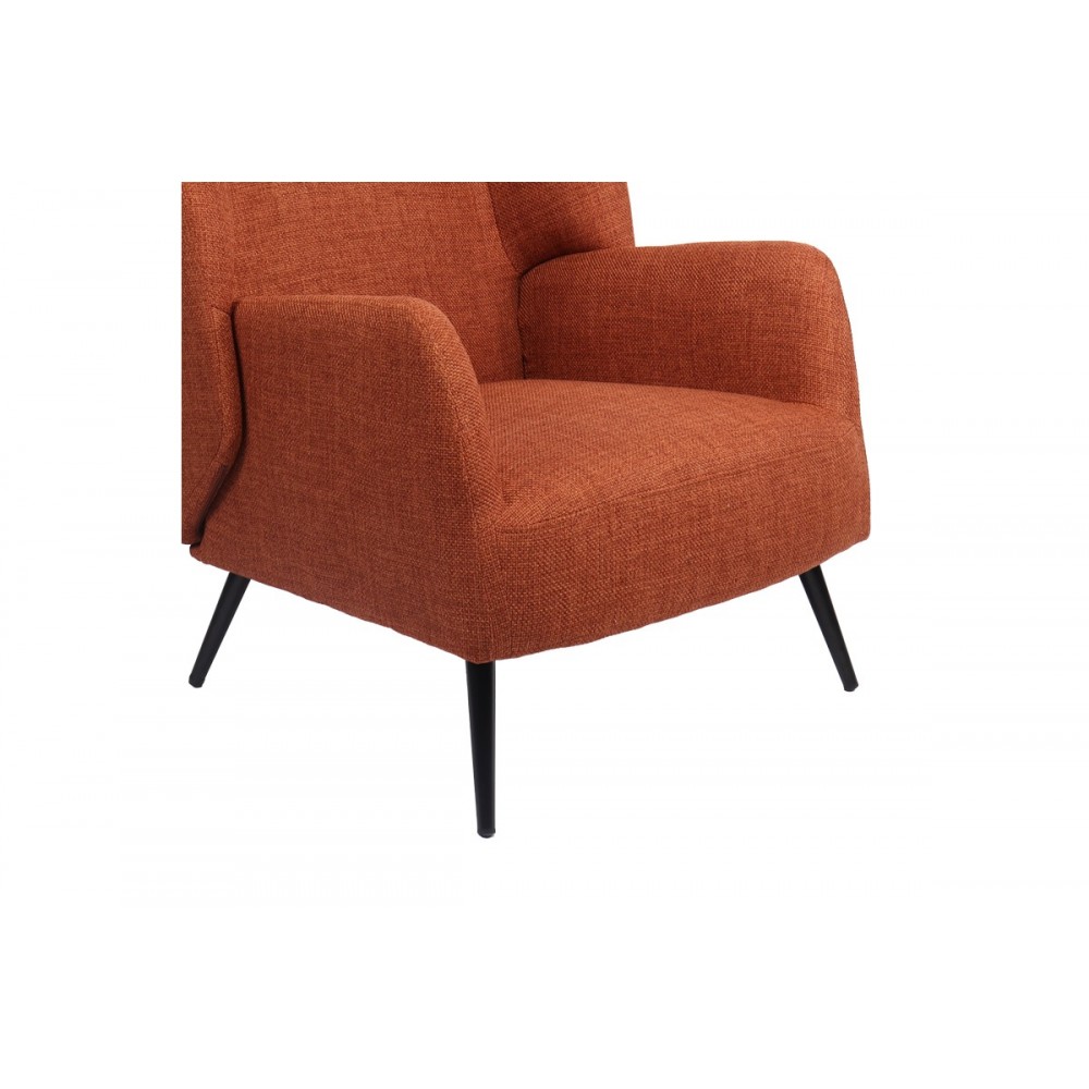 Πολυθρόνα "MARETA" από ύφασμα/μέταλλο σε χρώμα terracotta/μαύρο 83x80x99