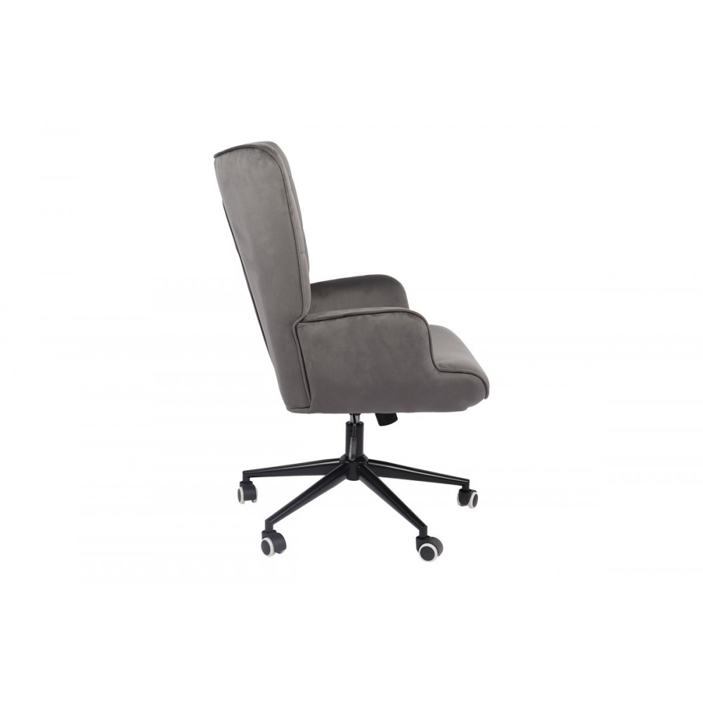 Καρέκλα γραφείου "LOBIMA" περιστρεφόμενη από βελούδο/μέταλλο σε χρώμα ανθρακί/μαύρο 71x68x104