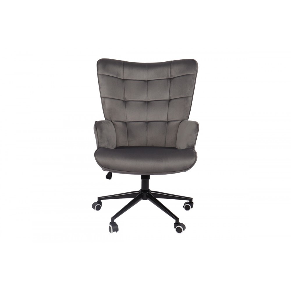 Καρέκλα γραφείου "LOBIMA" περιστρεφόμενη από βελούδο/μέταλλο σε χρώμα ανθρακί/μαύρο 71x68x104