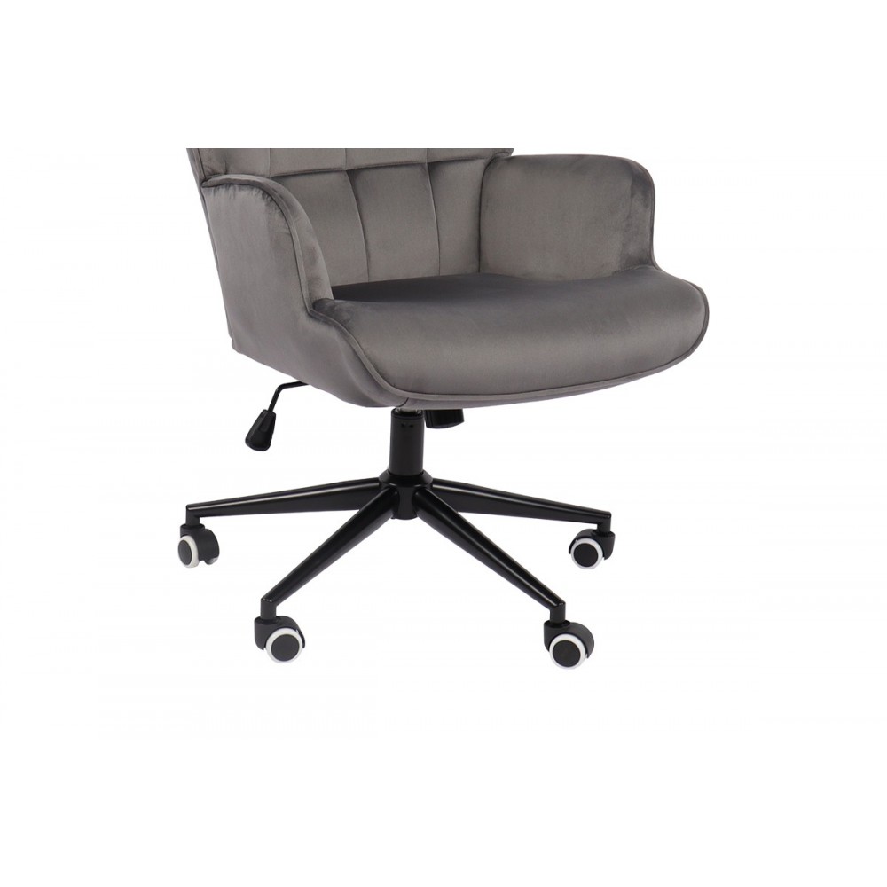 Καρέκλα γραφείου "LOBIMA" περιστρεφόμενη από βελούδο/μέταλλο σε χρώμα ανθρακί/μαύρο 71x68x104
