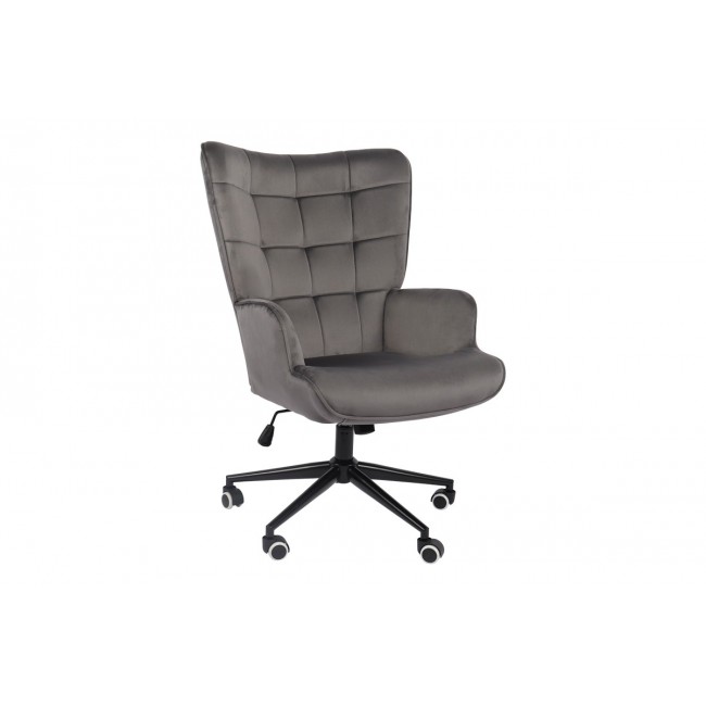 Καρέκλα γραφείου "LOBIMA" περιστρεφόμενη από βελούδο/μέταλλο σε χρώμα ανθρακί/μαύρο 71x68x104