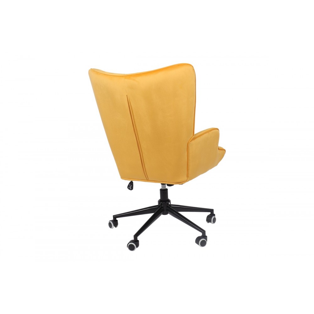 Καρέκλα γραφείου "LOBIMA" περιστρεφόμενη από βελούδο/μέταλλο σε χρώμα κίτρινο/μαύρο 71x68x104