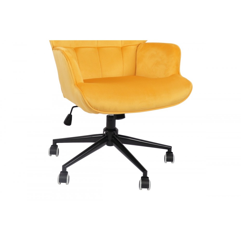Καρέκλα γραφείου "LOBIMA" περιστρεφόμενη από βελούδο/μέταλλο σε χρώμα κίτρινο/μαύρο 71x68x104