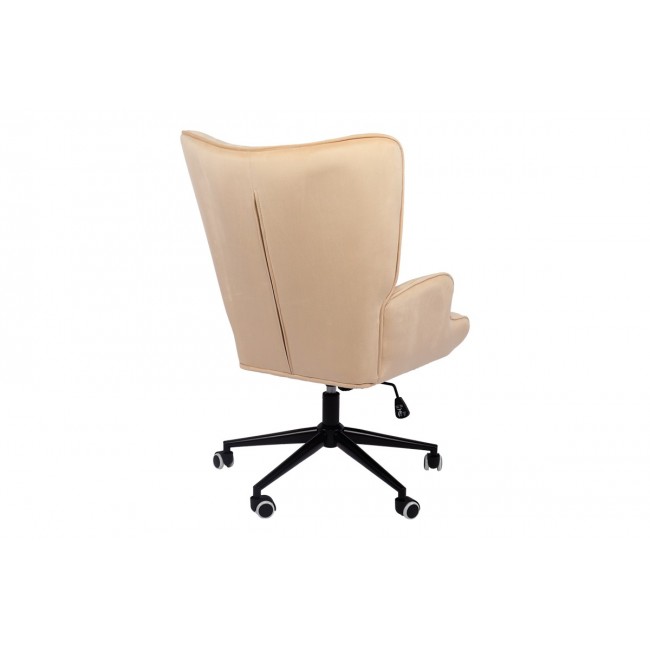 Καρέκλα γραφείου "LOBIMA" περιστρεφόμενη από βελούδο/μέταλλο σε χρώμα κρεμ/μαύρο 71x68x104