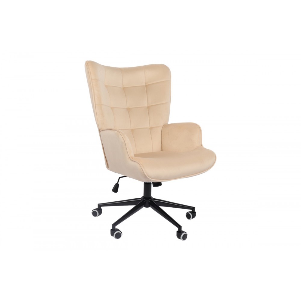 Καρέκλα γραφείου "LOBIMA" περιστρεφόμενη από βελούδο/μέταλλο σε χρώμα κρεμ/μαύρο 71x68x104