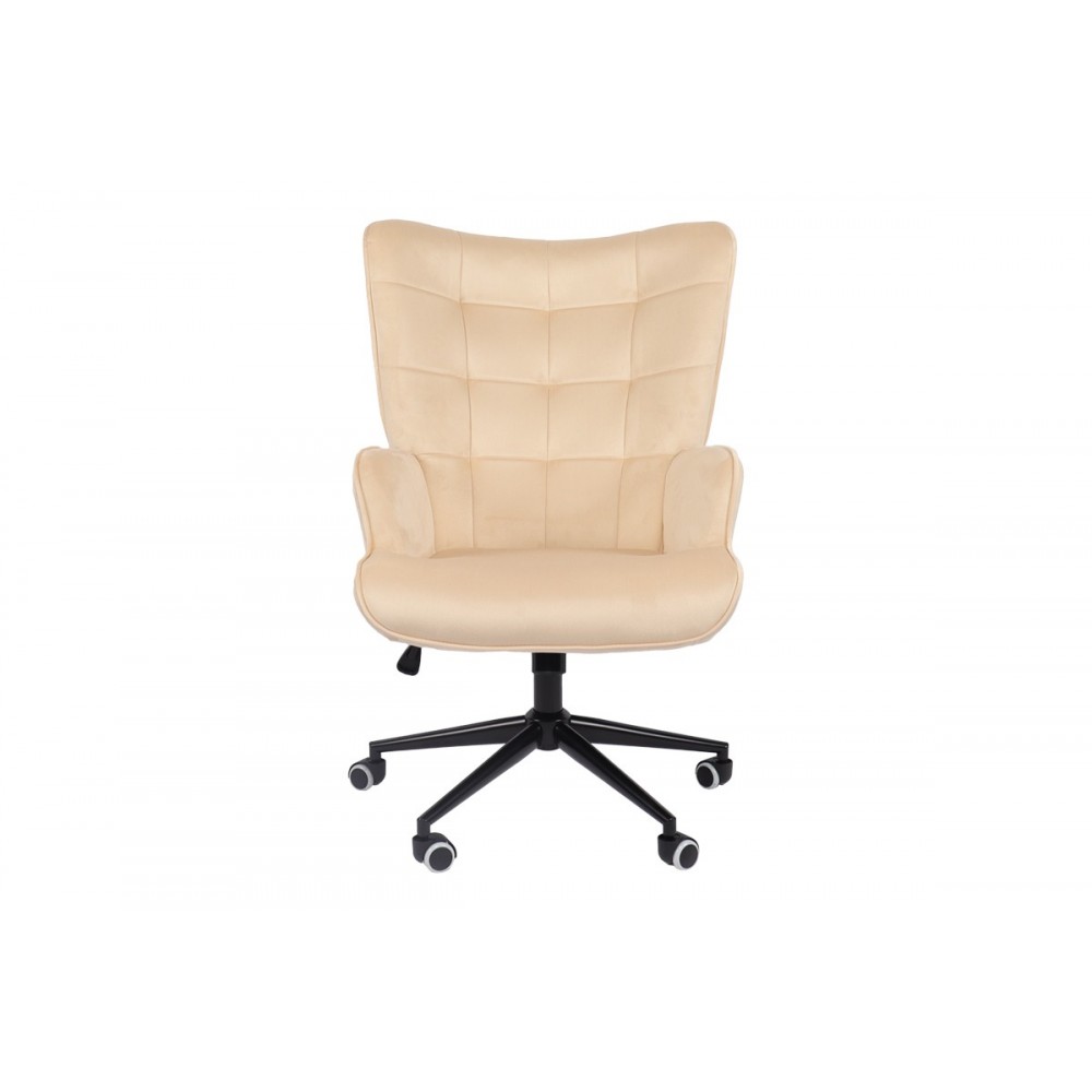 Καρέκλα γραφείου "LOBIMA" περιστρεφόμενη από βελούδο/μέταλλο σε χρώμα κρεμ/μαύρο 71x68x104