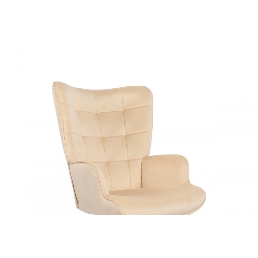 Καρέκλα γραφείου "LOBIMA" περιστρεφόμενη από βελούδο/μέταλλο σε χρώμα κρεμ/μαύρο 71x68x104